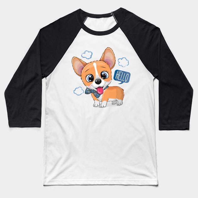 Cute Corgi dog Baseball T-Shirt by Reginast777